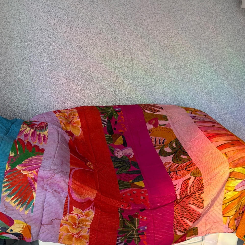 FARM Rio Colorful Tropical Large scarf with tassels ( 69 inch L & 48 inch W) - Picture 3 of 15